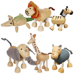 MIKNEKE elephant bendable wooden figure for imaginative play and tactile exploration