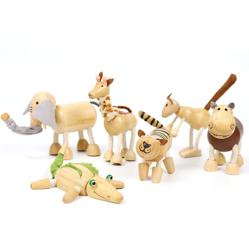 MIKNEKE giraffe bendable wooden figure for storytelling and pretend safari adventures