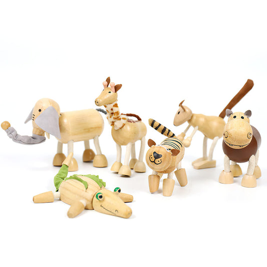 MIKNEKE giraffe bendable wooden figure for storytelling and pretend safari adventures