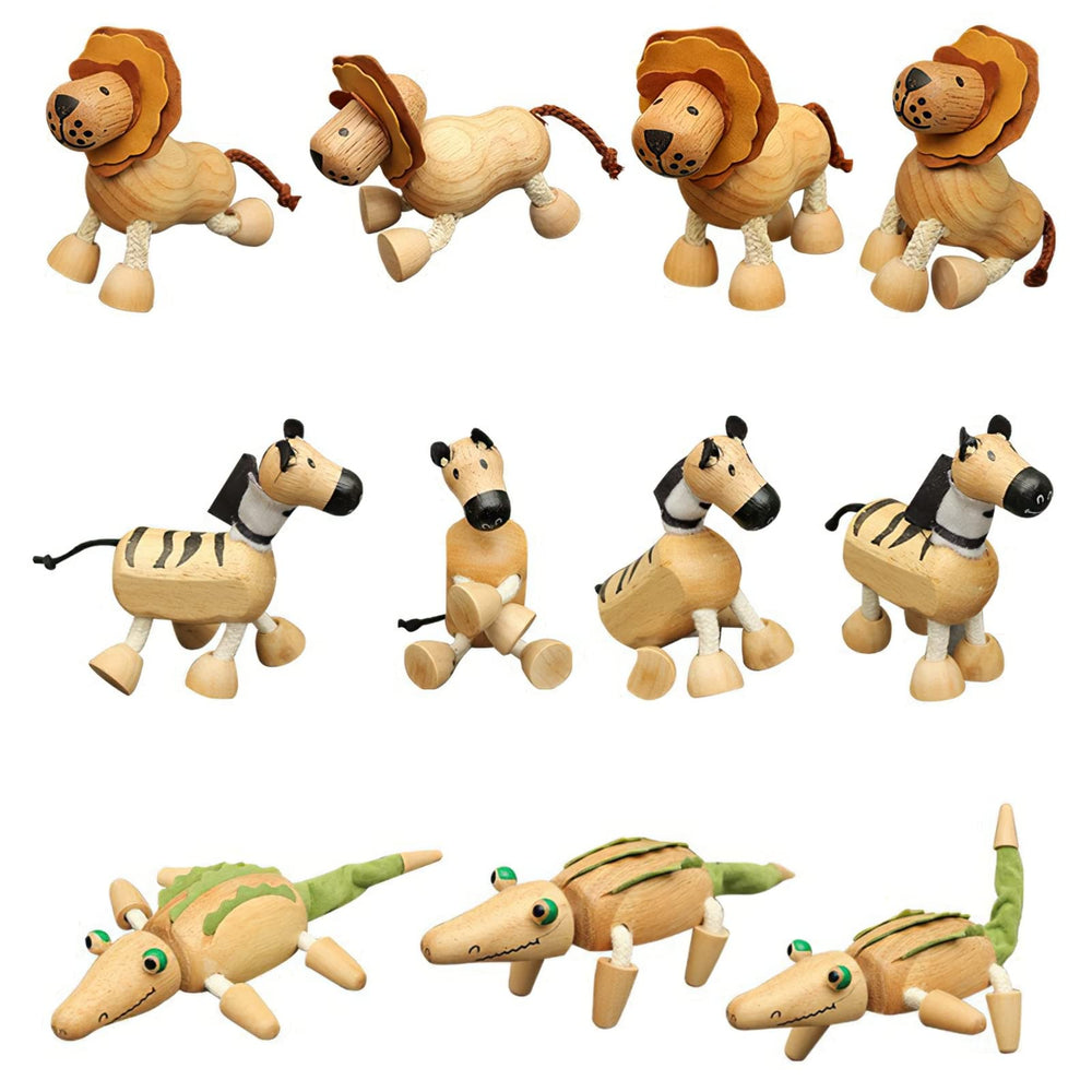 MIKNEKE lion bendable wooden figure promotes creative role-play and problem-solving