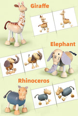 MIKNEKE rhinoceros bendable wooden figure supports interactive learning through manipulation