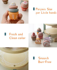 MIKNEKE Montessori wooden play food supports hands-on imaginative learning