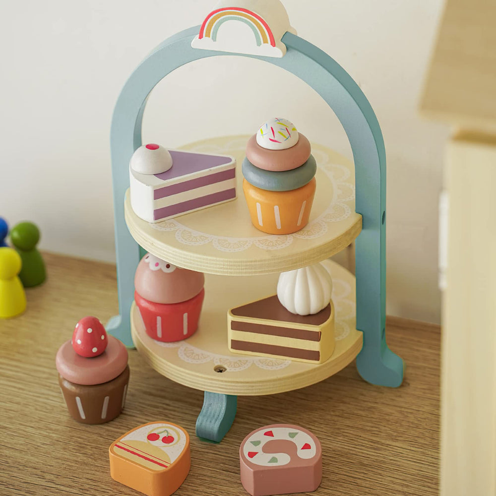 MIKNEKE pretend play kitchen accessories in a durable wooden set