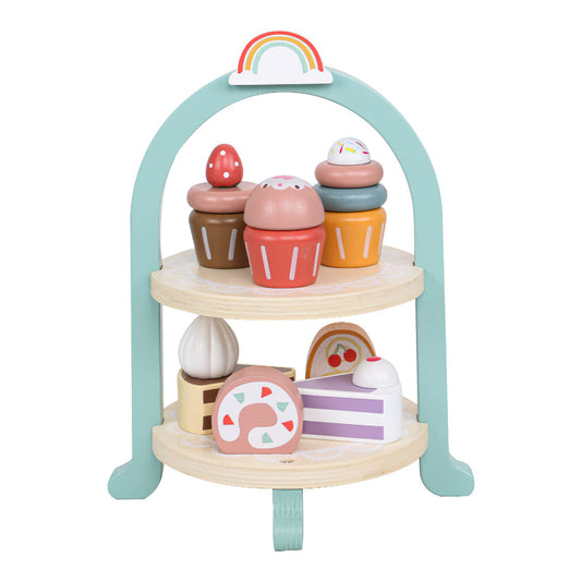 MIKNEKE wooden dessert cake play set for tea party pretend play with kids