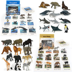 MIKNEKE zoo-sea animal figurines promote imaginative play and early counting skills.