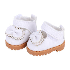 Mikovivi cute mini doll shoes in white with lace and bow for 17cm dolls.
