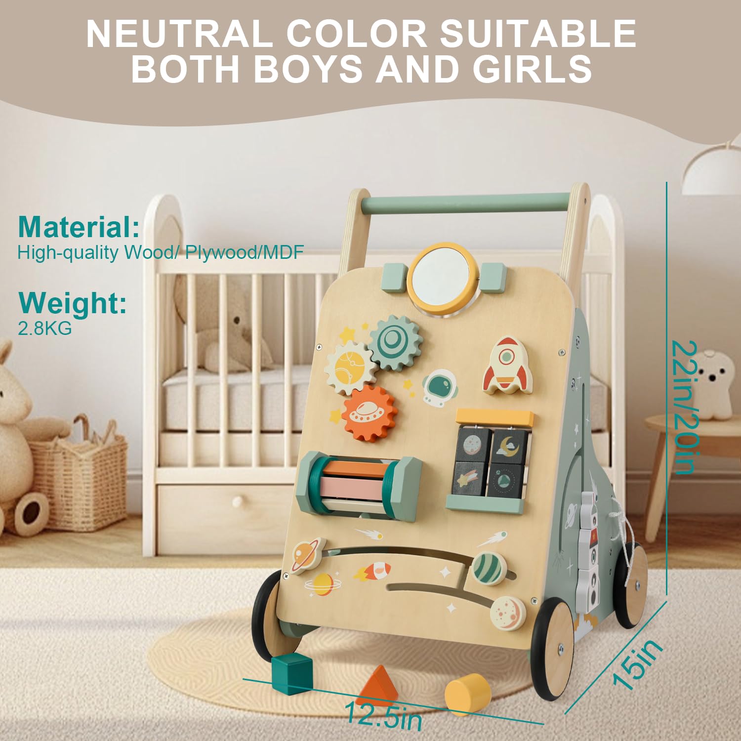MILEFUN rear mesh pocket storage shown for easy toy organization on the go.
