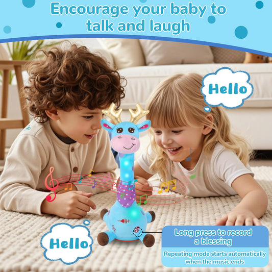 MILEGI Giraffe toy lights on captures baby's attention during tummy time