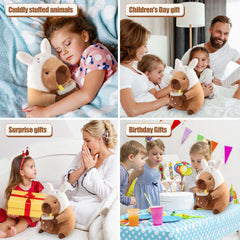 MILEGI bunny hood removable capybara plush playful and versatile