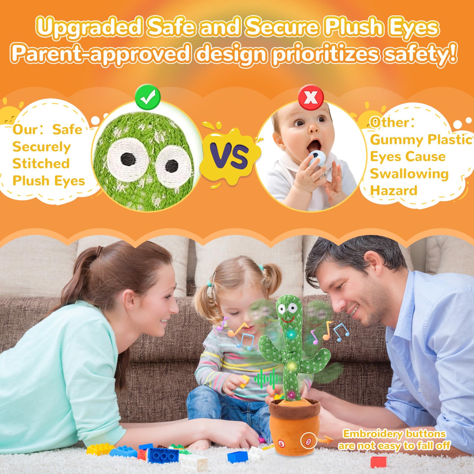 MILEGI cactus toy repeats your words to encourage early language play.
