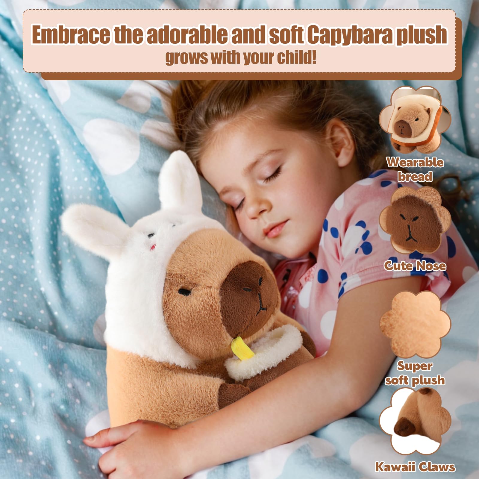 MILEGI capybara plush close-up face highlights expressive charm