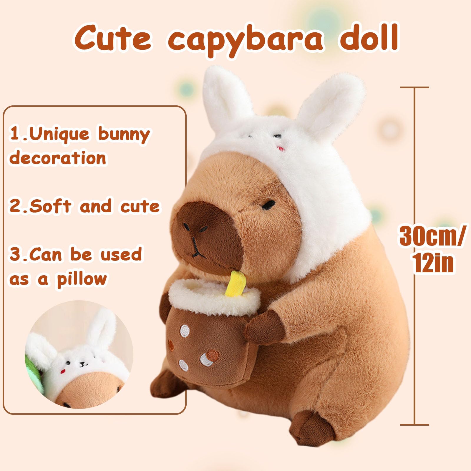 MILEGI capybara plush nap pillow soft and comforting