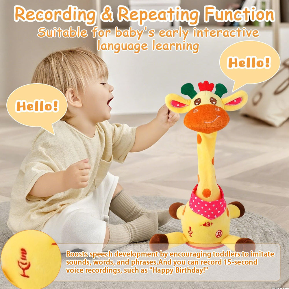 MILEGI giraffe toy with light-up eyes supports visual tracking during tummy time