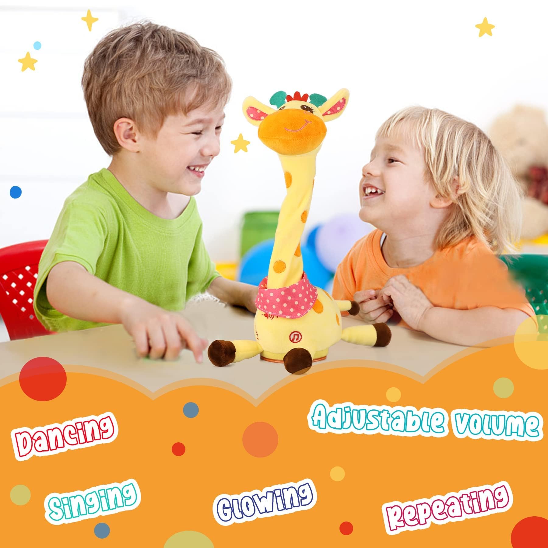 MILEGI giraffe toy records your voice and repeats it for interactive play