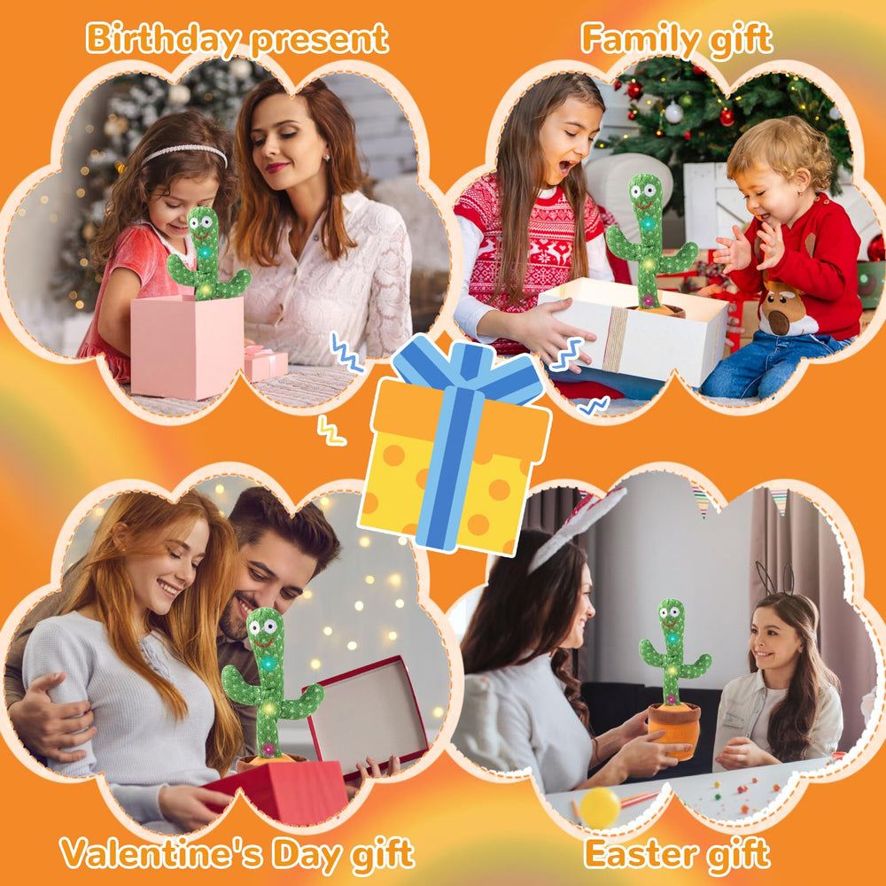 MILEGI soft cactus toy with embroidered features for safe handling.