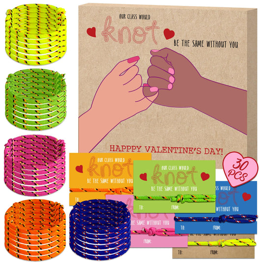 Milianquill knot bracelets for Valentines, ideal for classroom exchanges