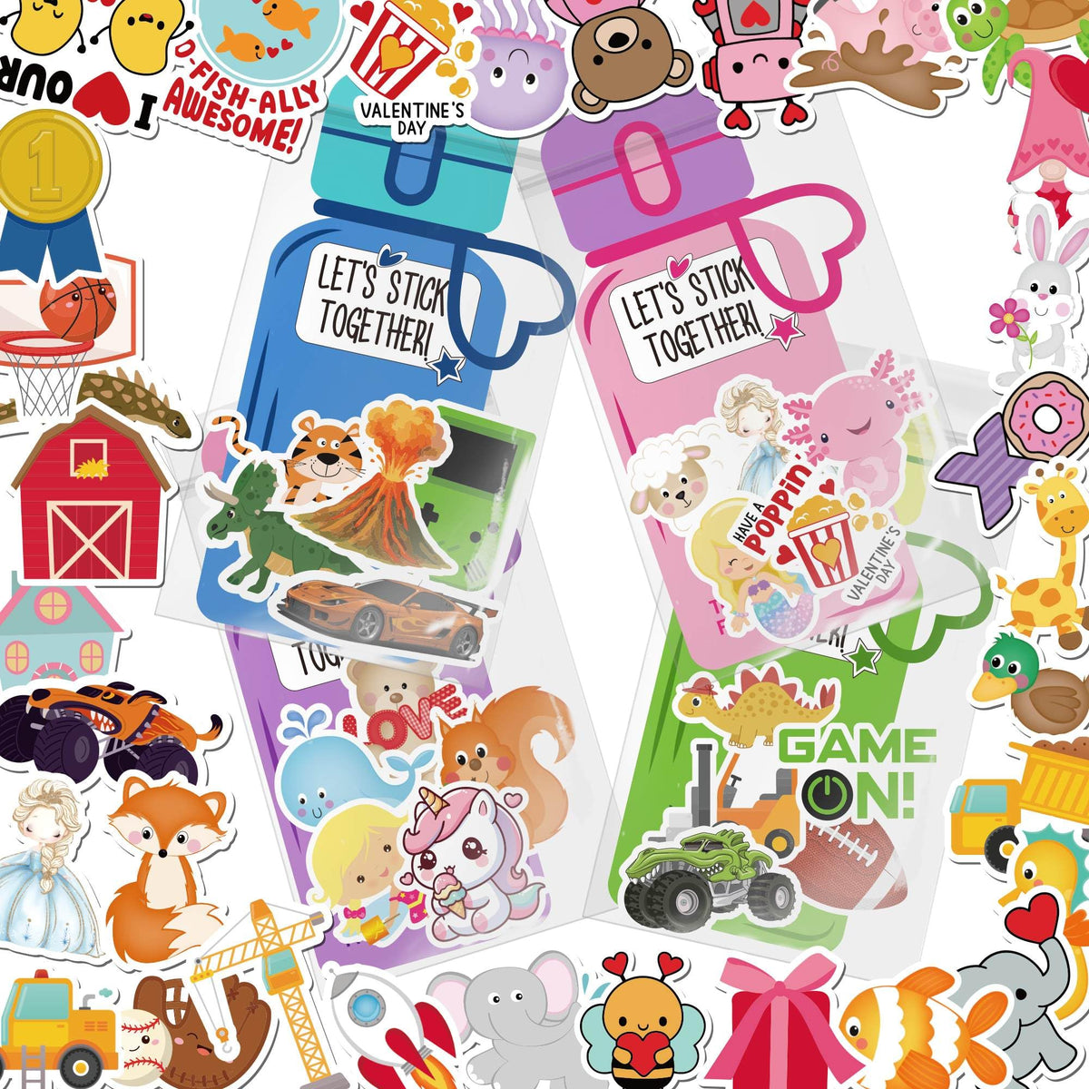 Milianquill valentines water bottle cards ideal for classroom exchanges.