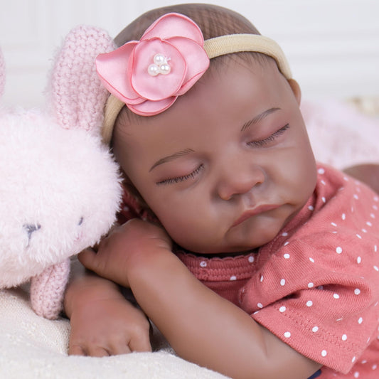 Milidool African American girl doll face-details inviting realistic nurturing role-play.