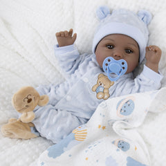 Milidool black reborn baby doll 18in face detail for realistic newborn appeal