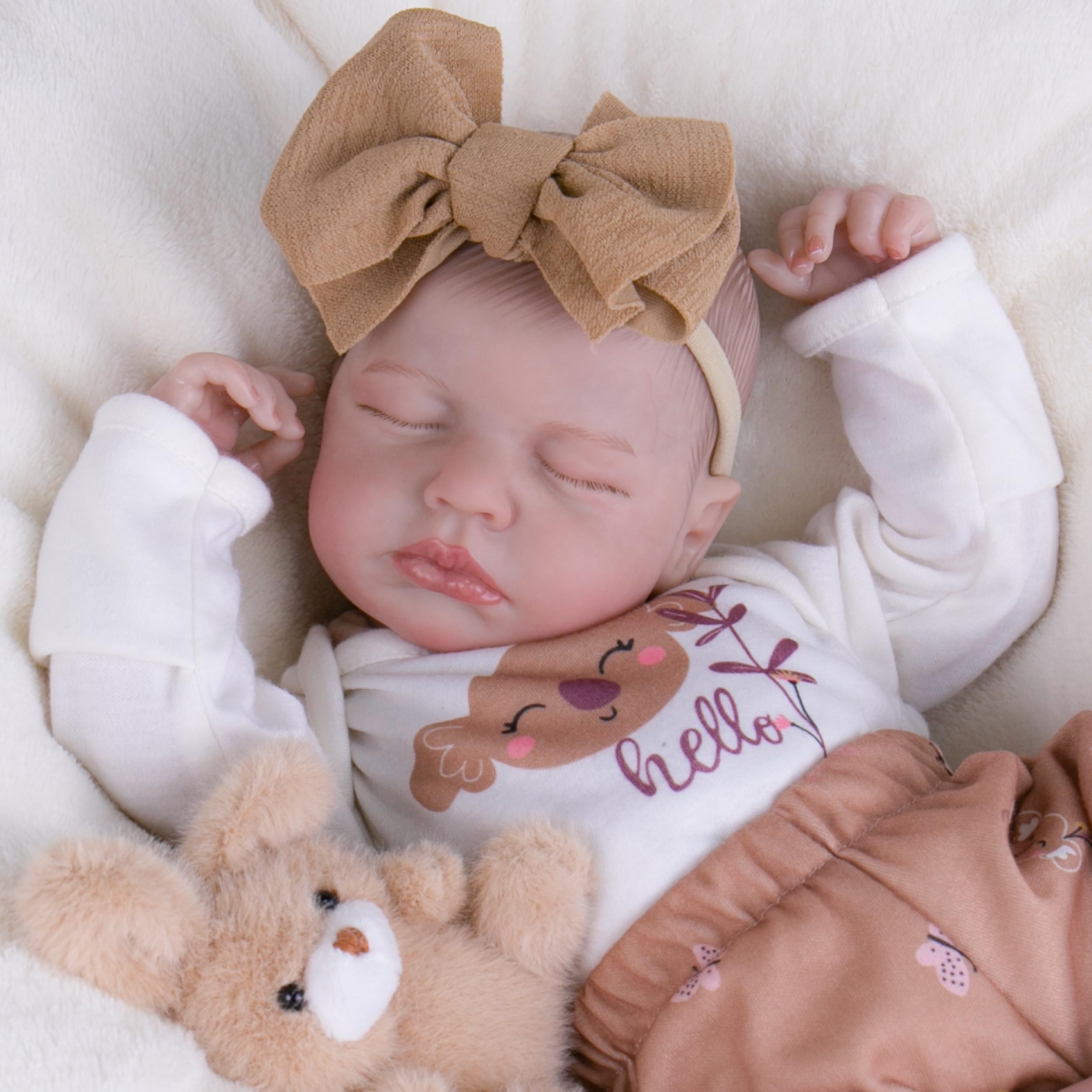 Milidool detailed hair and eyelashes add authentic newborn charm for pretend care