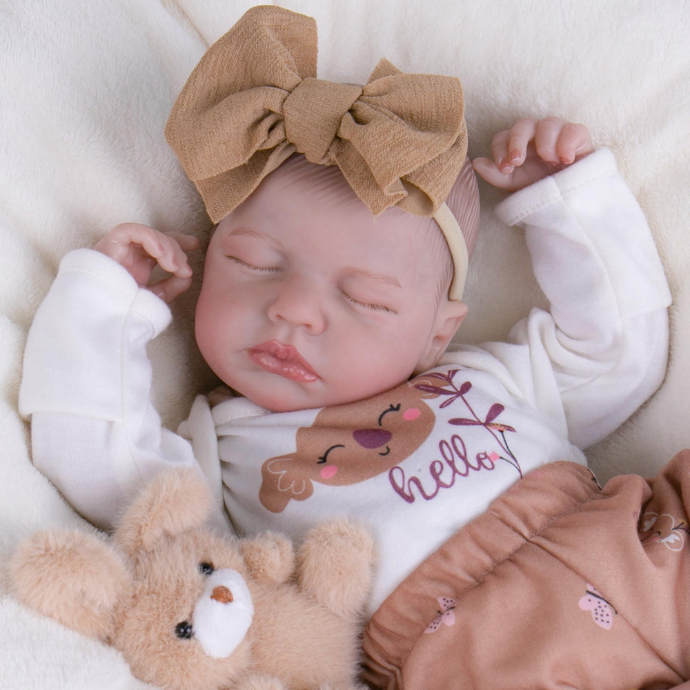 Milidool detailed hair and eyelashes add authentic newborn charm for pretend care