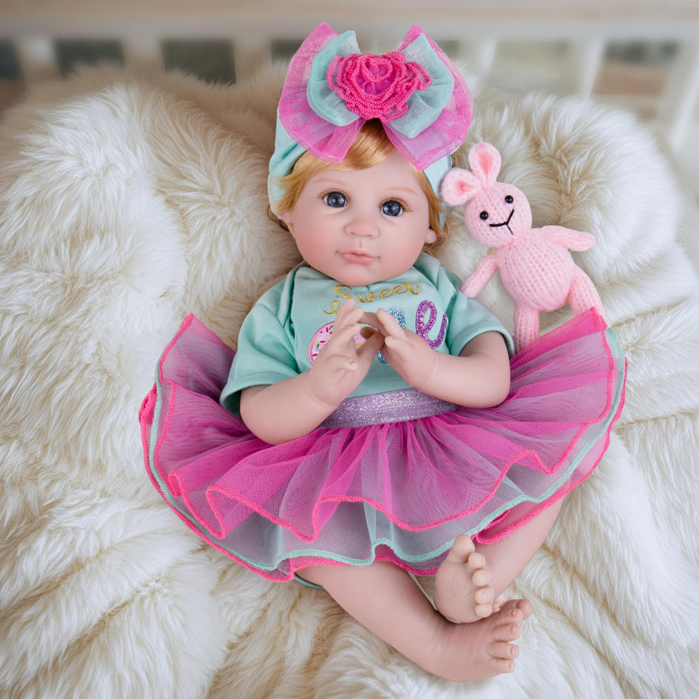 Milidool doll wearing cap with flower bow highlights adorable accessories.