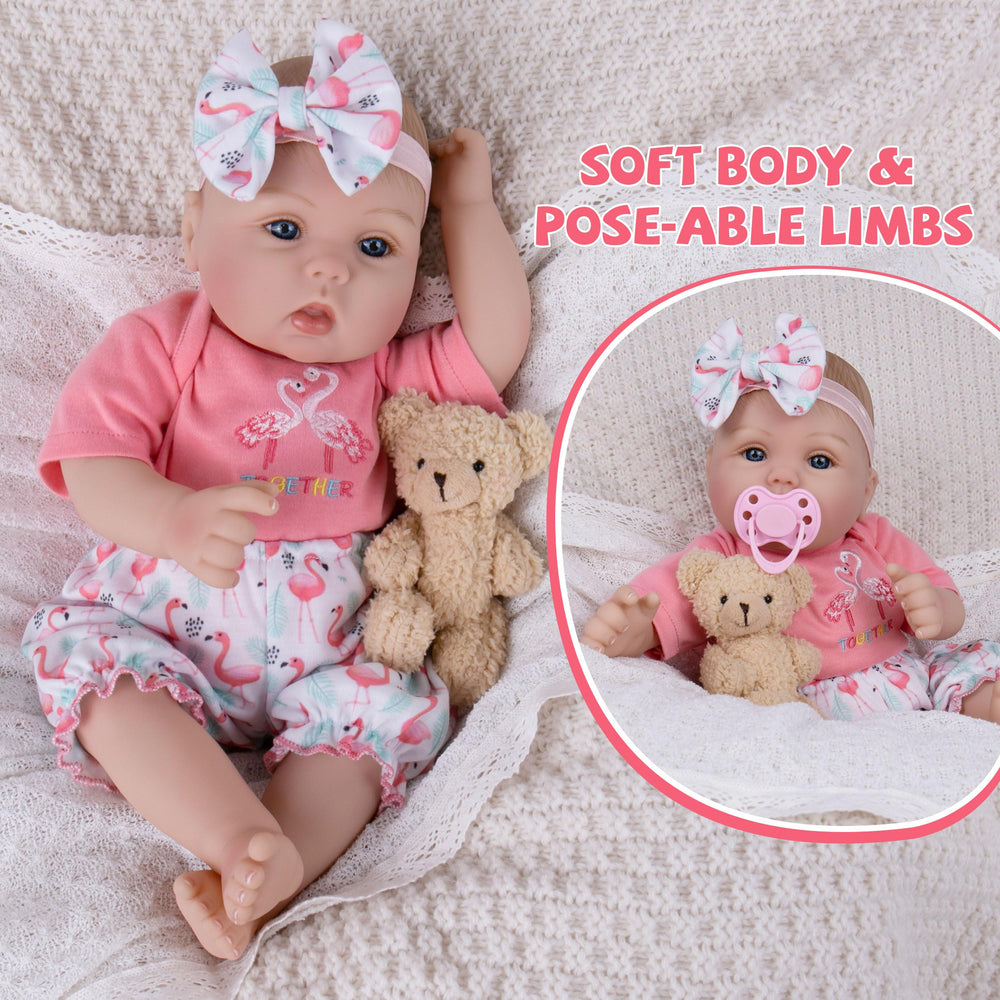 Milidool Hand-rooted lashes doll girl 18inch adds delicate, realistic look.