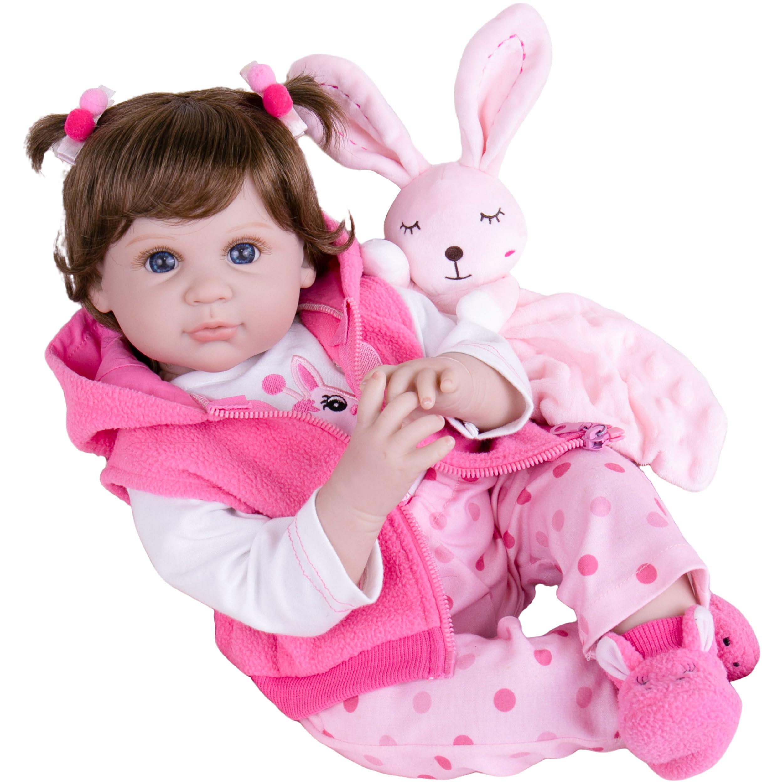 Milidool lifelike doll face closeup with gentle expression for realistic pretend play