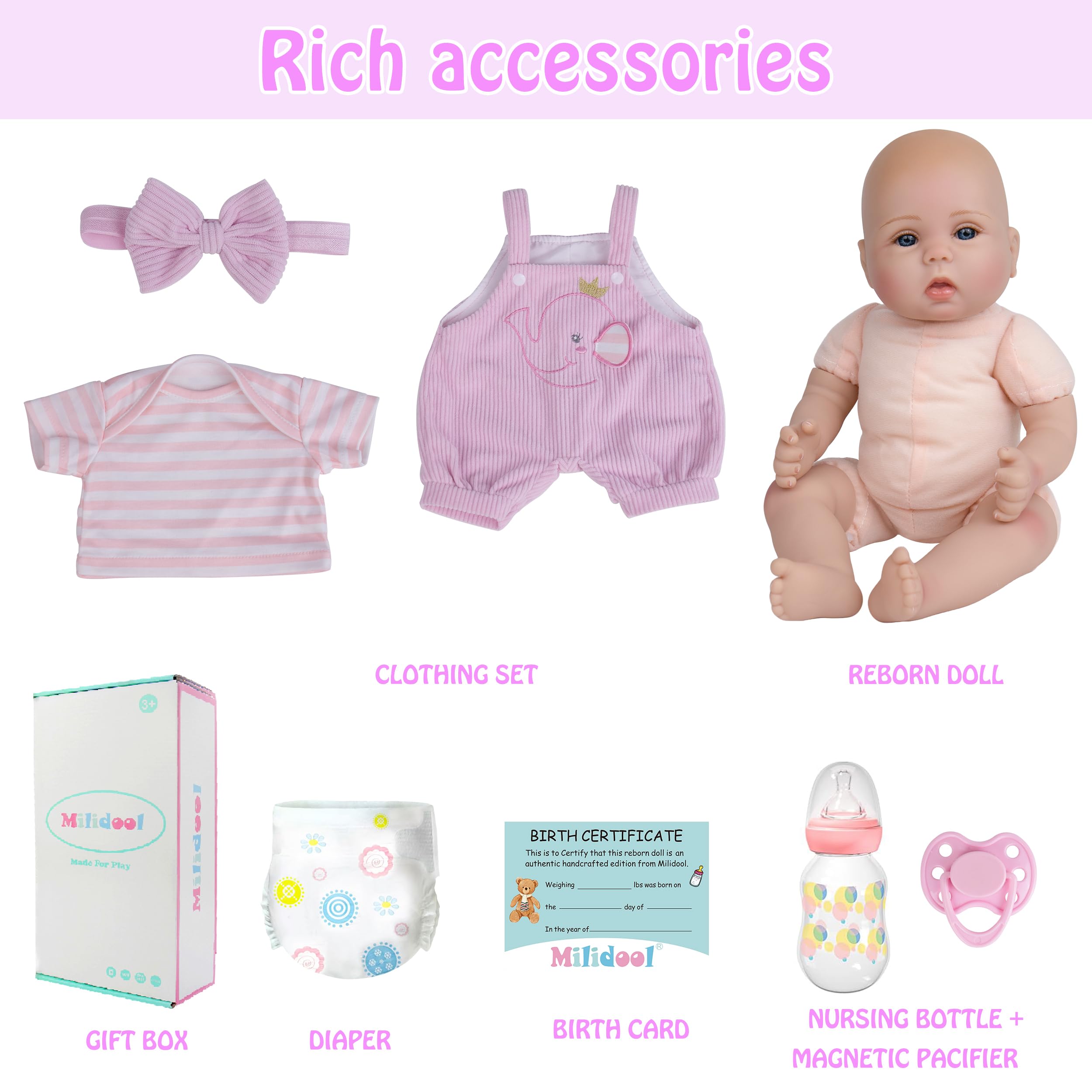 Milidool lifelike doll soft cloth body offers gentle, comforting hugs