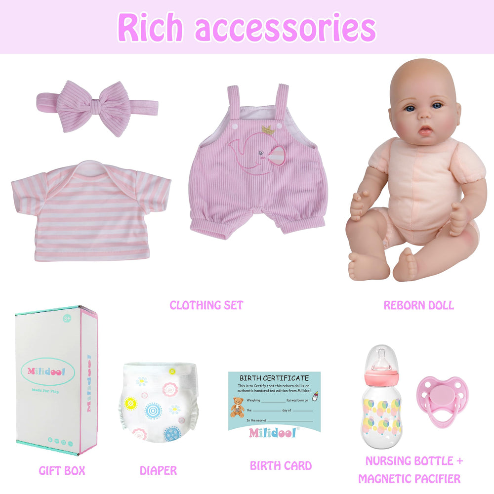 Milidool lifelike doll soft cloth body offers gentle, comforting hugs