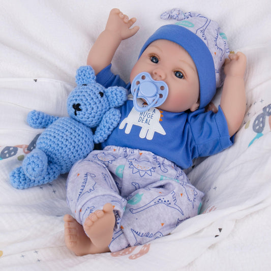Milidool lifelike reborn doll 18-inch face detail for realistic play and display.