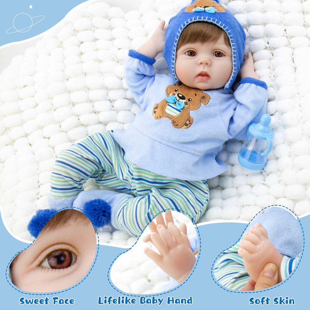 Milidool doll wearing newborn-size clothes demonstrates sizing compatibility