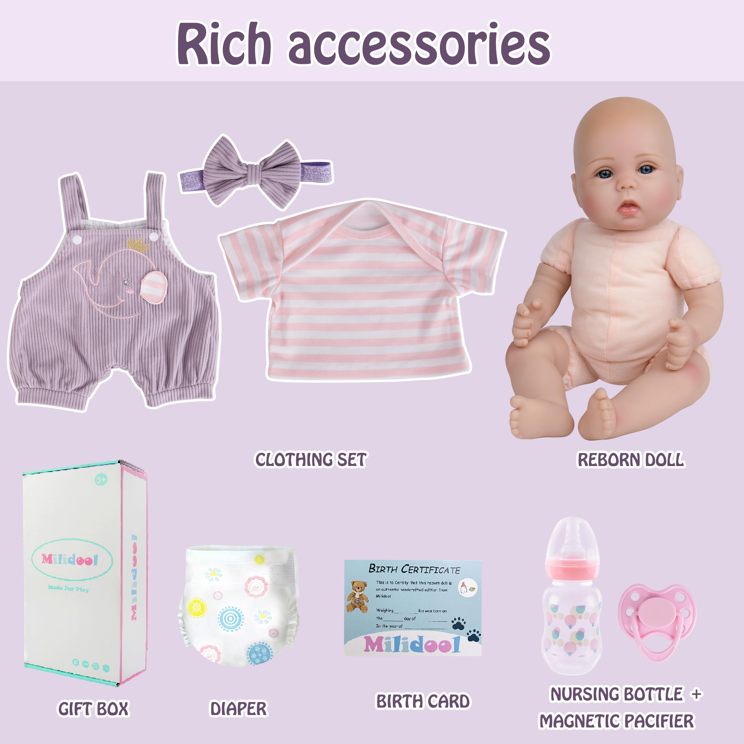 Milidool 18-inch doll skin texture feels lifelike and comforting to touch