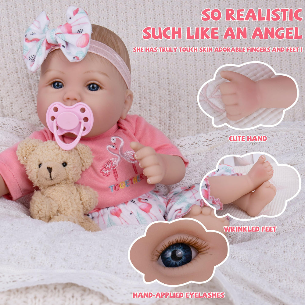 Milidool Realistic skin texture doll girl 18inch enhances lifelike playtime.