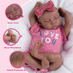 Milidool Reborn doll hair detail with hand-applied lashes for natural look
