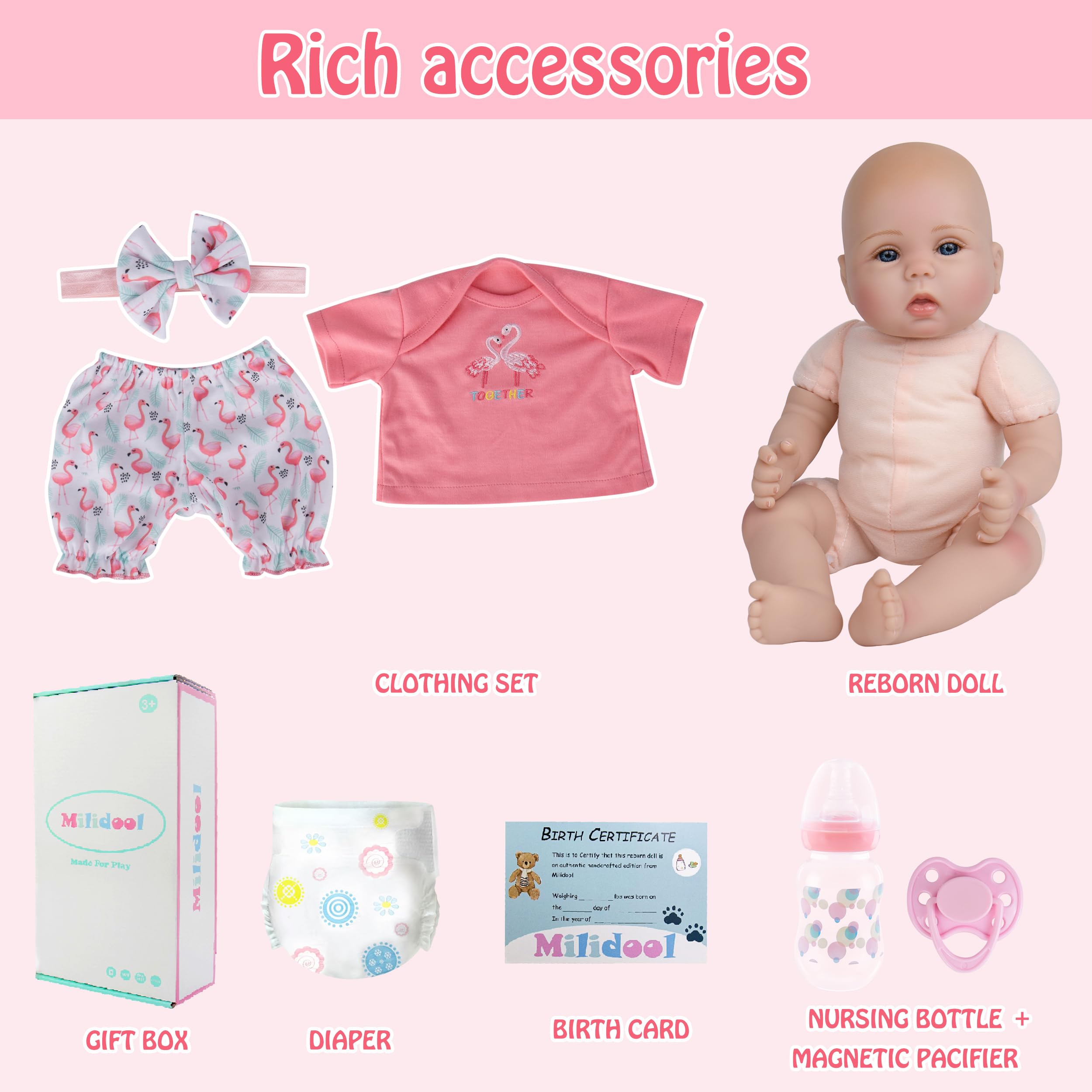 Milidool Soft cloth body doll girl 18inch perfect for gentle cuddles.