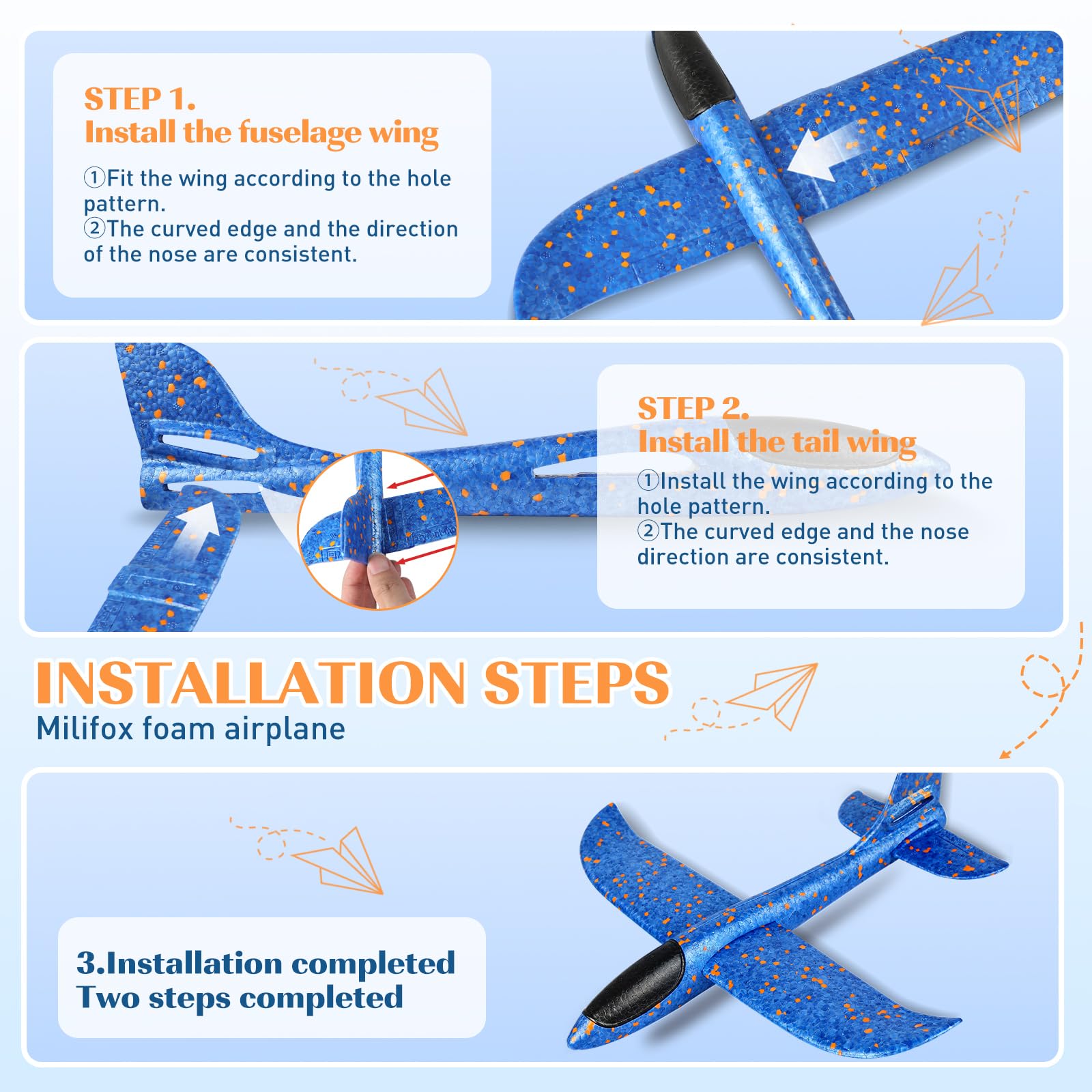 Milifox foam airplane in inverted flight mode for exciting tricks