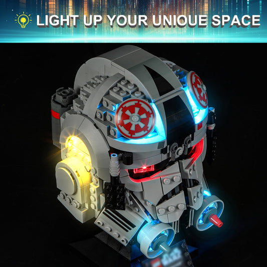 Mililier AT-AT driver helmet LED light close-up highlights details.