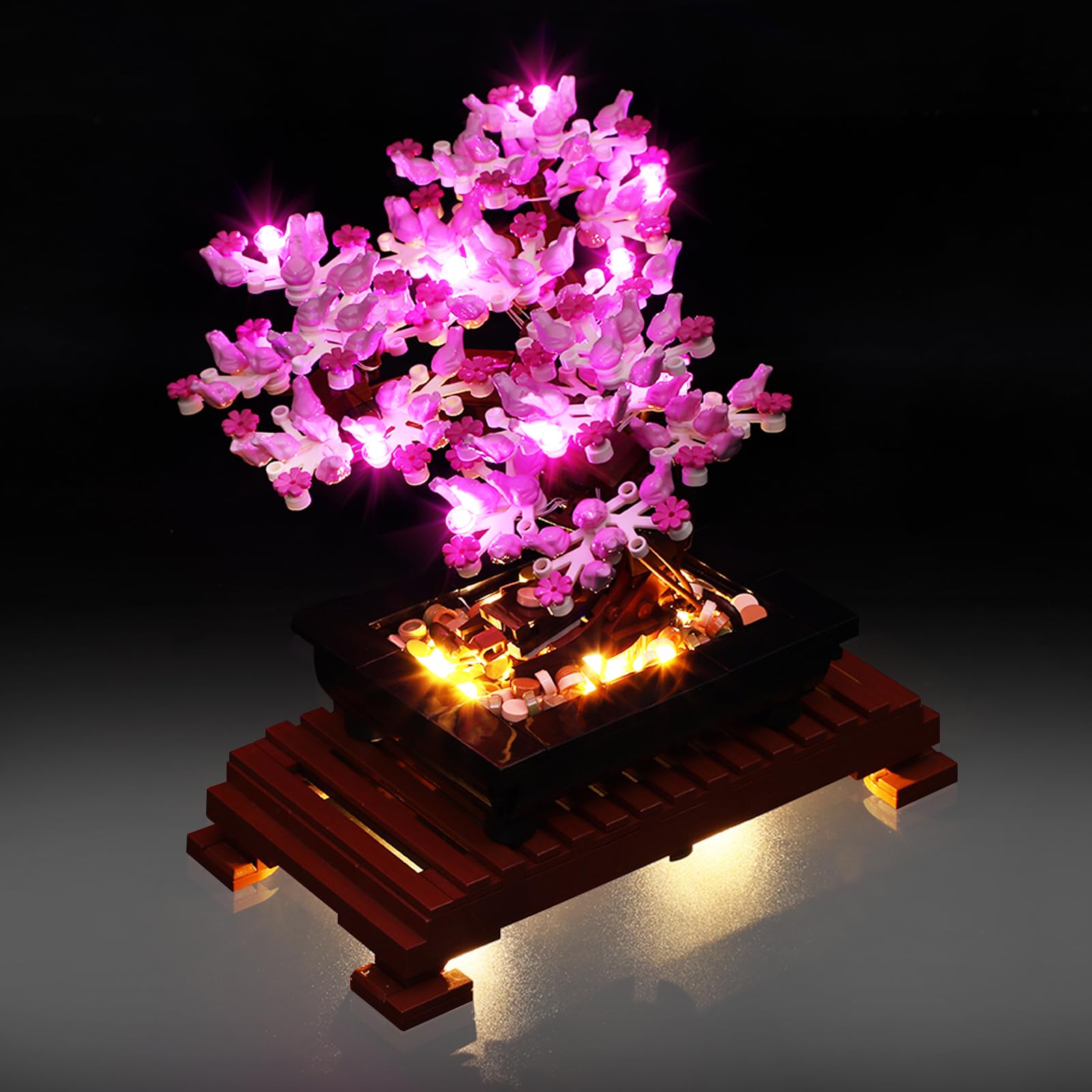Mililier 10281 pink LED light kit lights the Bonsai Tree display