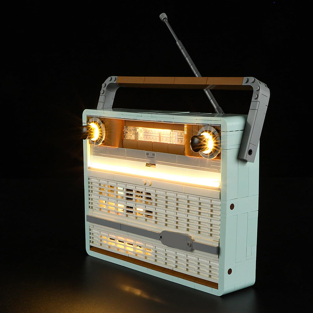Mililier LED light kit lights Lego 10334 Retro Radio for a brighter display.