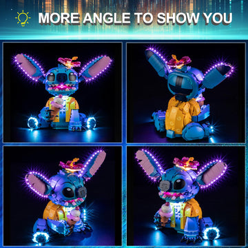 Mililier LED Light Kit for Lego 43249 Stitch power options provide flexible placement with USB or battery.