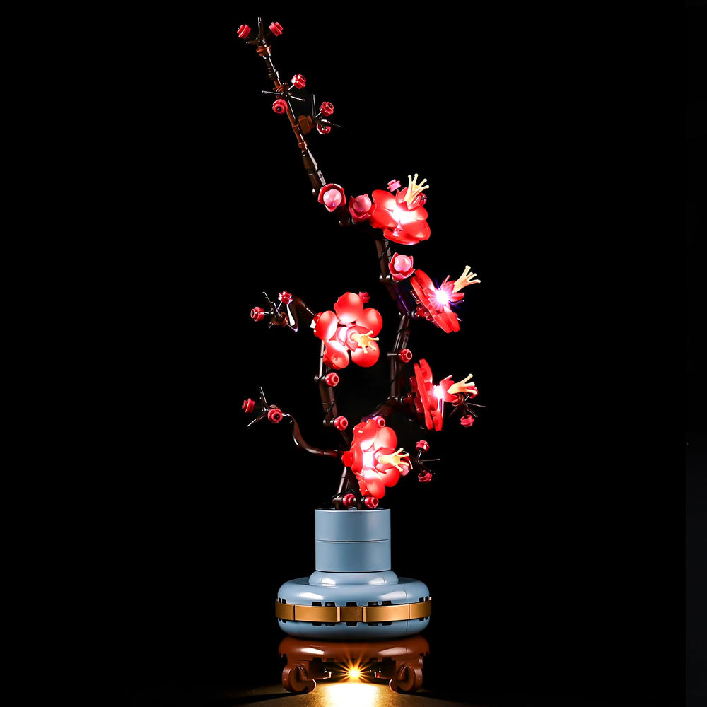 Mililier Plum Blossom LED kit, front view, adds warm glow to highlight details.