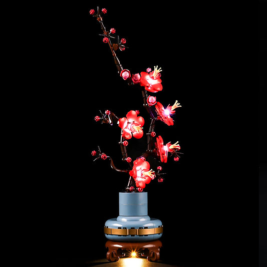 Mililier Plum Blossom LED kit, front view, adds warm glow to highlight details.