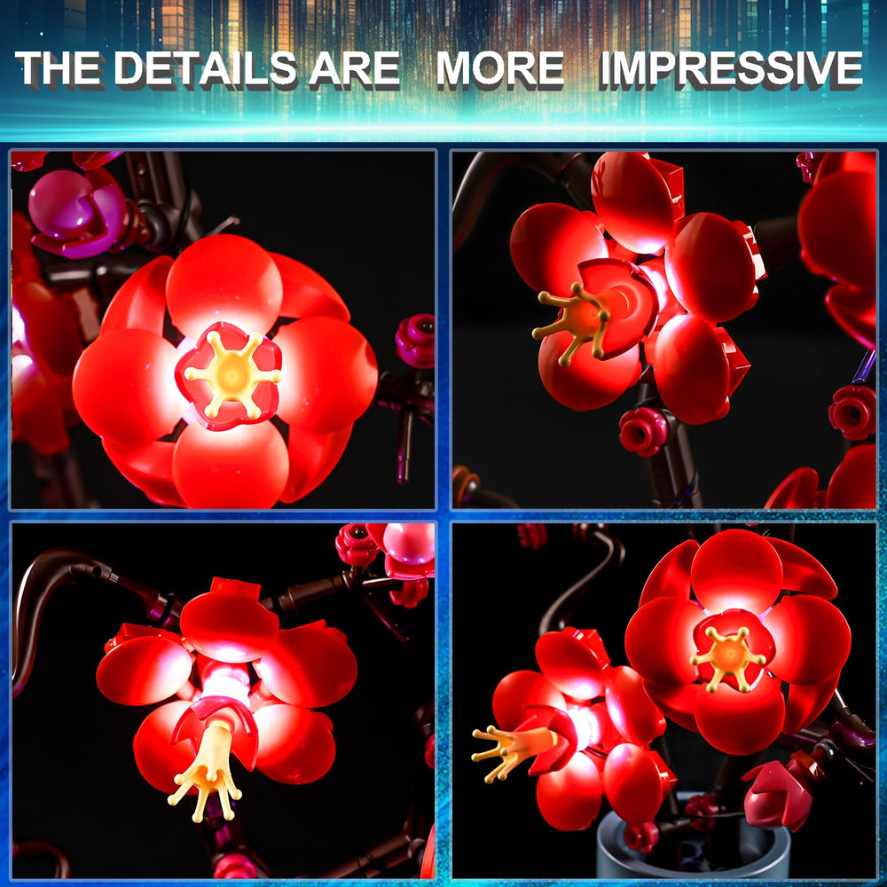 Mililier Plum Blossom LED kit, USB power setup, convenient plug-in option.