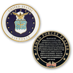 Military Gift Shop Air Force Armed Forces Prayer Coin front emblem highlighting Air Force pride.
