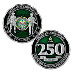 Military Gift Shop United States Army 250th front coin with emblem and vibrant finish for display