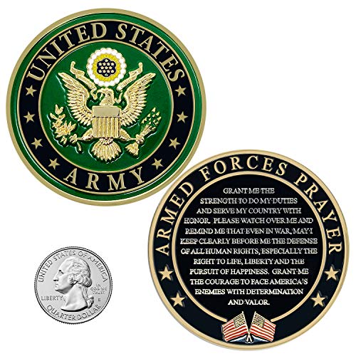 Military Gift Shop Army Valor Prayer Coin back view with Armed Forces Prayer for daily inspiration