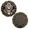 Military Gift Shop Soldier's Creed Coin front view with Army seal, a proud keepsake.