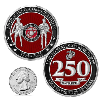 Military Gift Shop USMC 250th coin SDVOSB owned production supports families.