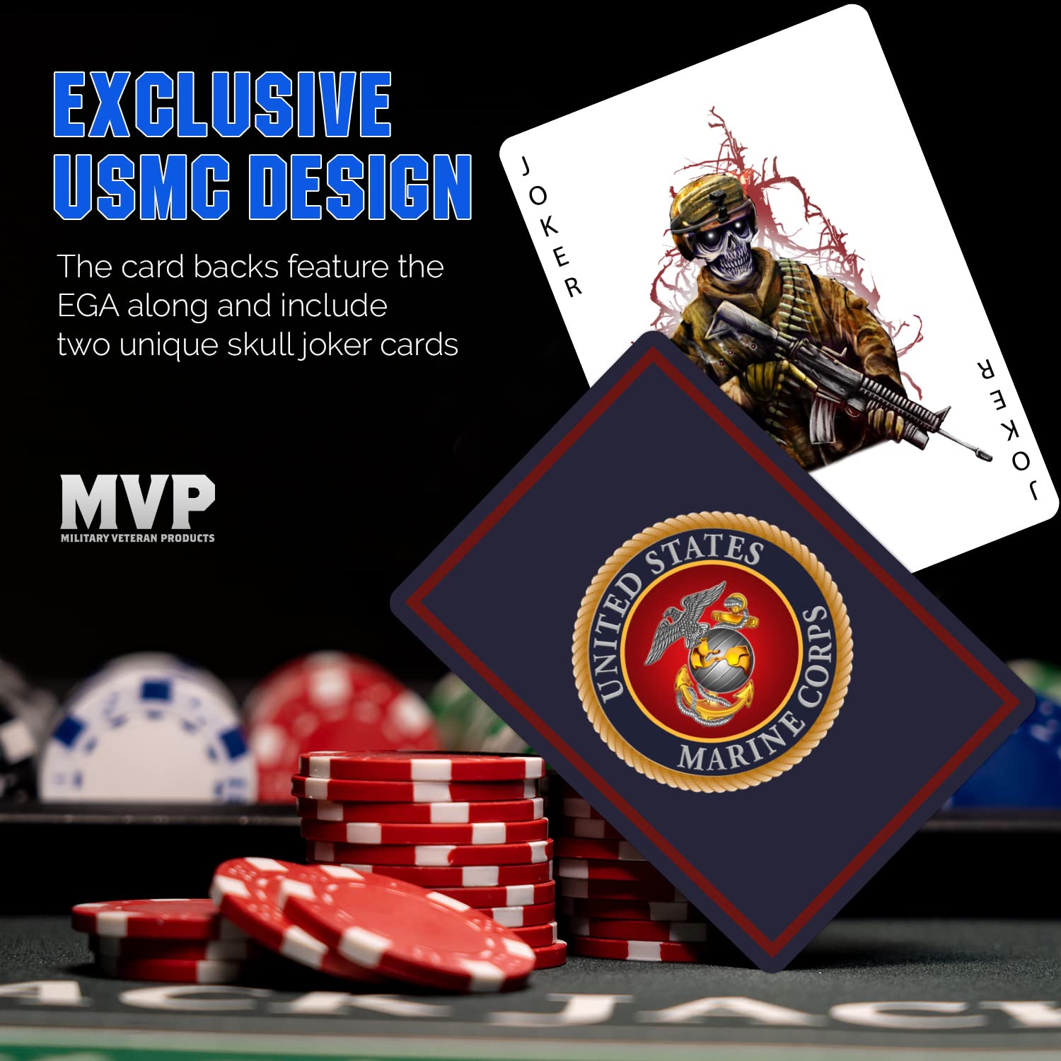 Military Gift Shop USMC playing cards make a thoughtful gift for Marines and veterans.